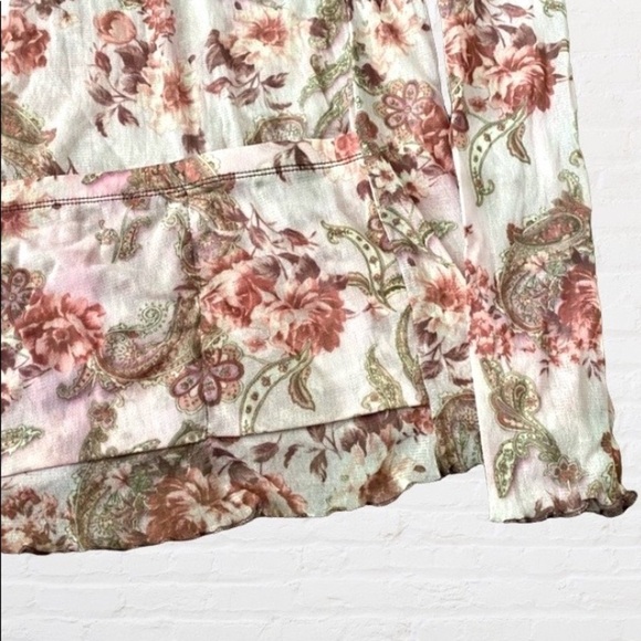 SHELIA MOON Mesh Long Sleeve Pink Floral Paisley Top with Back Pockets, sz Small - Picture 12 of 12